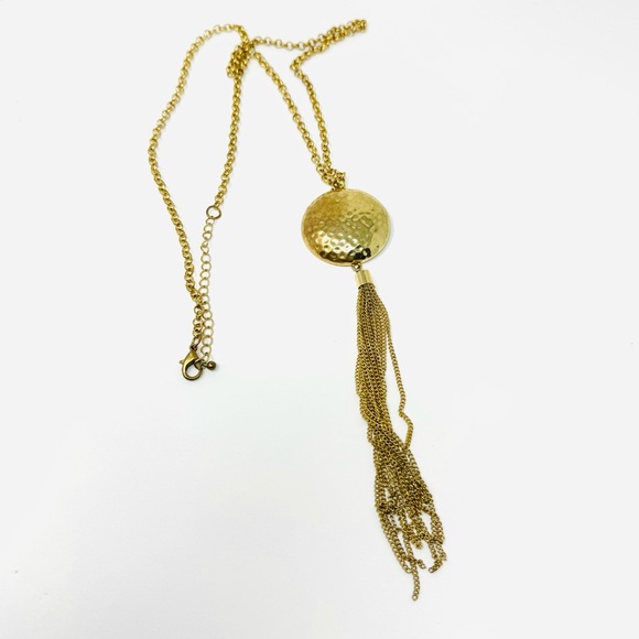 Statement gold tone tassel fashion necklace - Picture 4 of 6